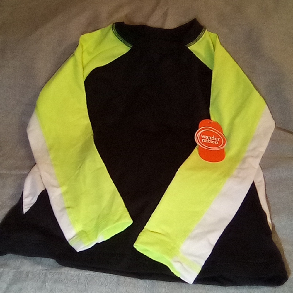 Wonder Nation Boys Long Sleeve Shirt Black/Neon Green Size 4/5
